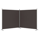 2-Panel Room Divider Brown 348x180 cm Fabric - Top-Down View