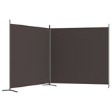 2-Panel Room Divider Brown 348x180 cm Fabric - 45-Degree Angle