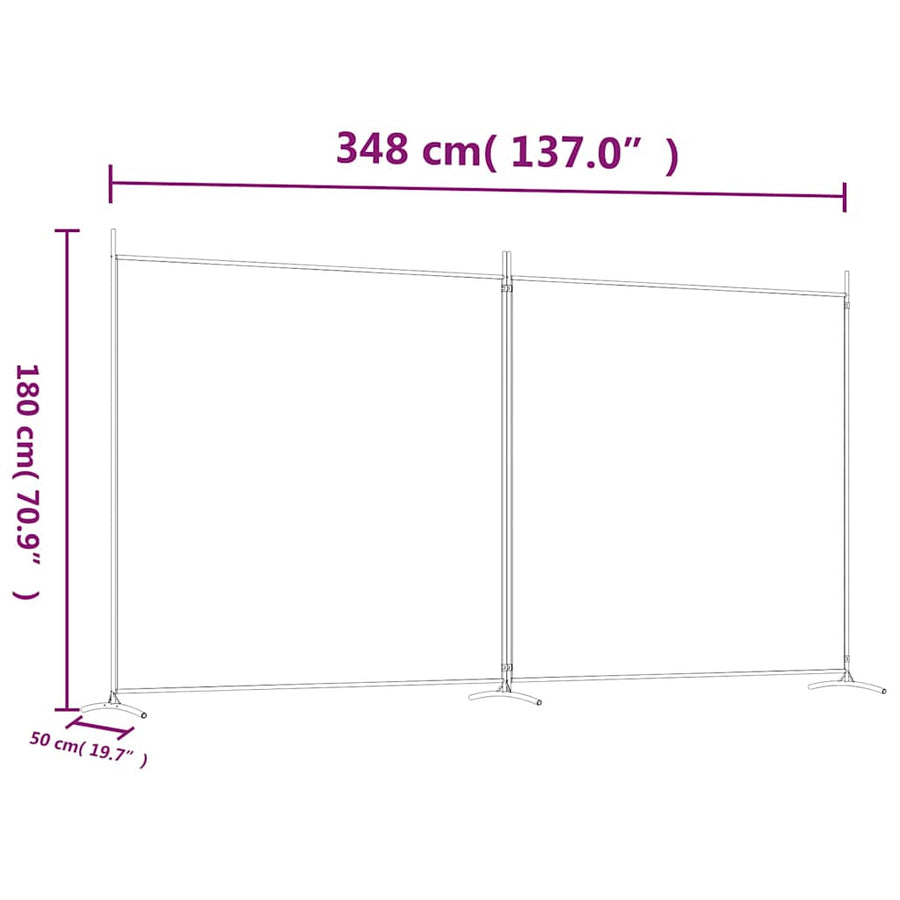 2-Panel Room Divider Brown 348x180 cm Fabric