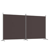2-Panel Room Divider Brown 348x180 cm Fabric - Front View