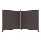 2-Panel Room Divider Brown 348x180 cm Fabric