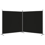 2-Panel Room Divider Black 348x180 cm Fabric