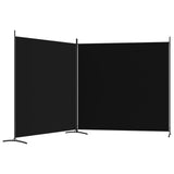 2-Panel Room Divider Black 348x180 cm Fabric - 45-Degree Angle