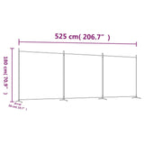 3-Panel Room Divider White 525x180 cm Fabric - Low Angle