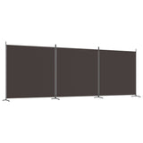 3-Panel Room Divider Brown 525x180 cm Fabric - Front View
