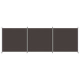 3-Panel Room Divider Brown 525x180 cm Fabric - Side View