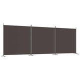 3-Panel Room Divider Brown 525x180 cm Fabric - Front View