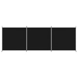3-Panel Room Divider Black 525x180 cm Fabric