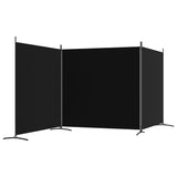 3-Panel Room Divider Black 525x180 cm Fabric - 45-Degree Angle