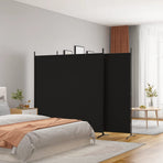 3-Panel Room Divider Black 525x180 cm Fabric
