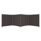 4-Panel Room Divider Brown 698x180 cm Fabric - Top-Down View