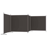 4-Panel Room Divider Brown 698x180 cm Fabric - 45-Degree Angle
