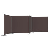 4-Panel Room Divider Brown 698x180 cm Fabric - Top-Down View