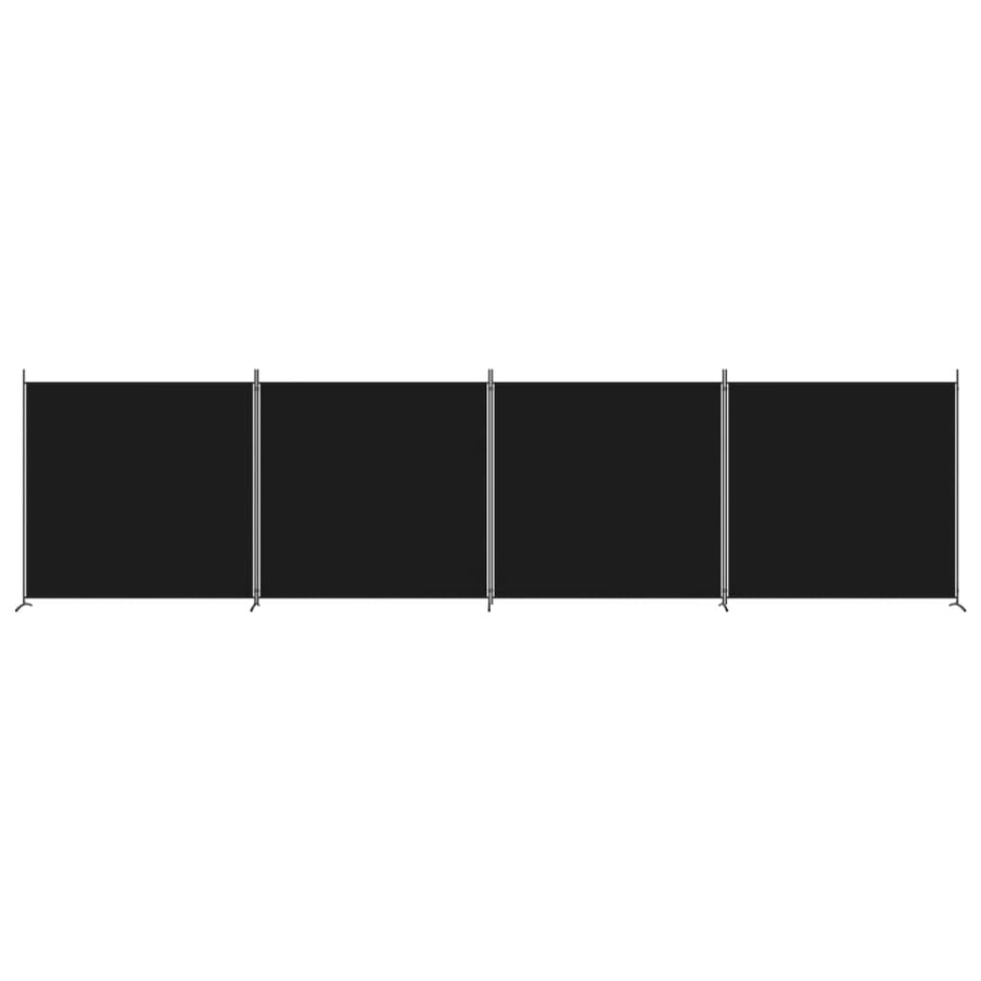4-Panel Room Divider Black 698x180 cm Fabric