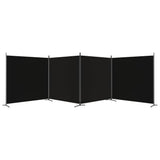4-Panel Room Divider Black 698x180 cm Fabric - Top-Down View