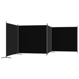 4-Panel Room Divider Black 698x180 cm Fabric - 45-Degree Angle