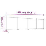 4-Panel Room Divider Black 698x180 cm Fabric - Low Angle