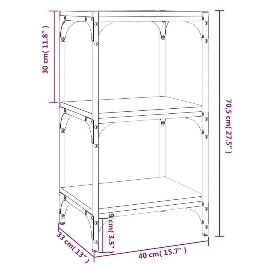 Book Cabinet Grey Sonoma 40x33x70.5cm Engineered Wood and Steel