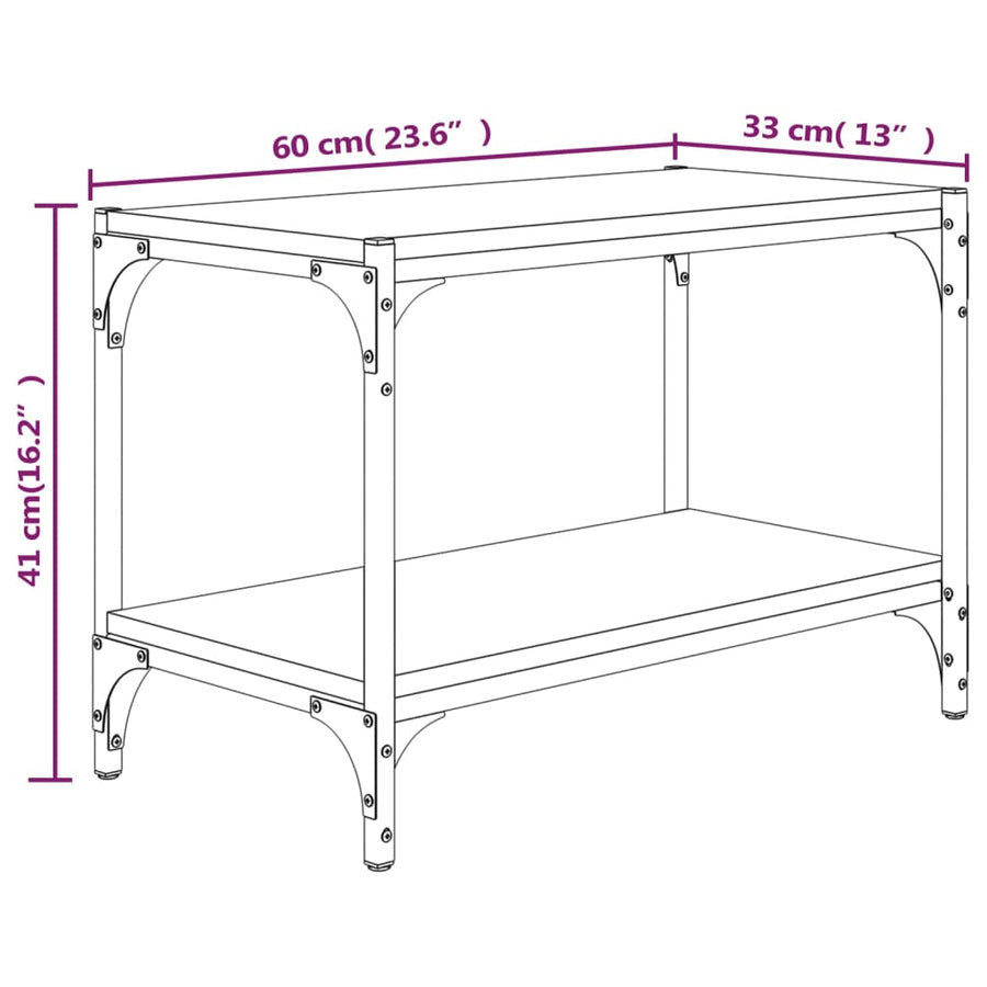 TV Cabinet Black 60x33x41 cm Engineered Wood and Steel