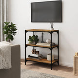Book Cabinet Smoked Oak 60x33x70.5 cm Engineered Wood and Steel - Side View