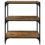 Book Cabinet Smoked Oak 60x33x70.5 cm Engineered Wood and Steel - 45-Degree Angle