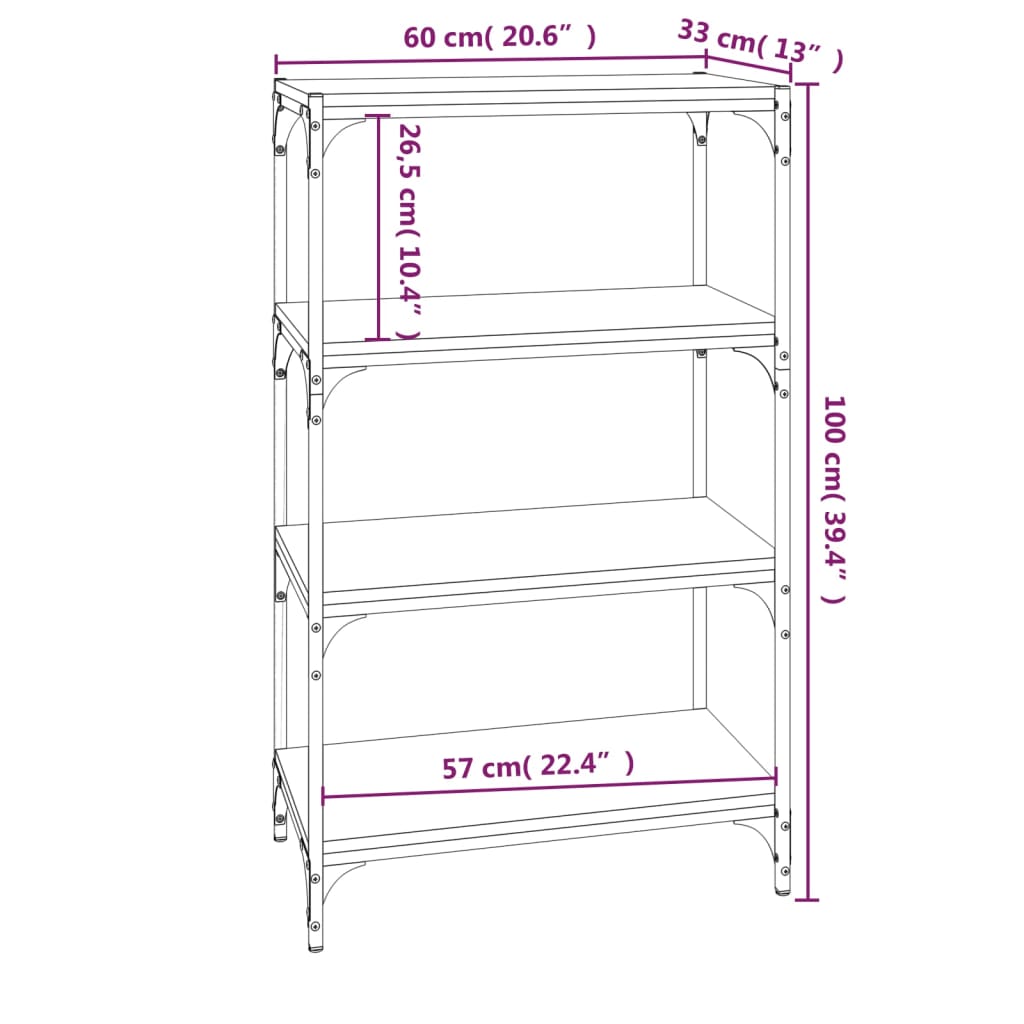 Book Cabinet Sonoma Oak 60x33x100 cm Engineered Wood and Steel
