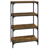 Book Cabinet Smoked Oak 60x33x100 cm Engineered Wood and Steel - Front View