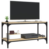 TV Cabinet Sonoma Oak 80x33x41 cm Engineered Wood and Steel - Rear View