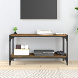 TV Cabinet Smoked Oak 80x33x41 cm Engineered Wood and Steel - Side View
