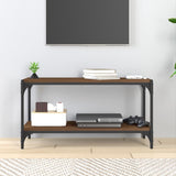 TV Cabinet Brown Oak 80x33x41 cm Engineered Wood and Steel - Side View