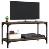 TV Cabinet Brown Oak 80x33x41 cm Engineered Wood and Steel - Top-Down View