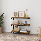 Book Cabinet Smoked Oak 80x33x70.5 cm Engineered Wood and Steel - Side View