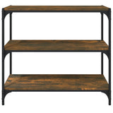 Book Cabinet Smoked Oak 80x33x70.5 cm Engineered Wood and Steel - 45-Degree Angle
