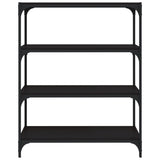 Book Cabinet Black 80x33x100 cm Engineered Wood and Steel - 45-Degree Angle