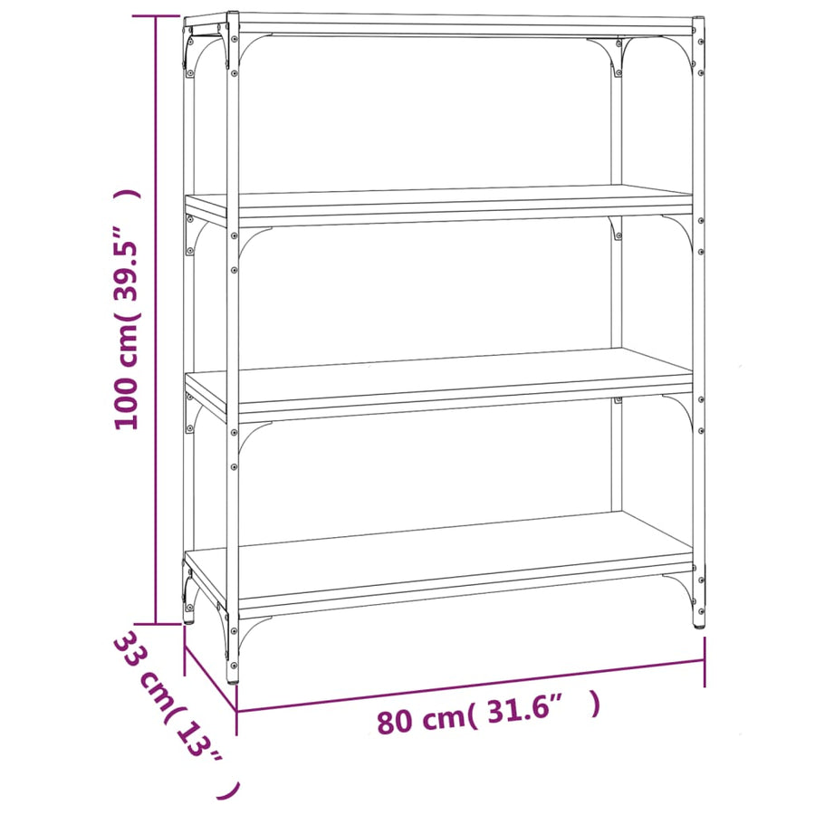 Book Cabinet Black 80x33x100 cm Engineered Wood and Steel