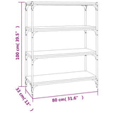 Book Cabinet Sonoma Oak 80x33x100 cm Engineered Wood and Steel