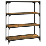 Book Cabinet Smoked Oak 80x33x100 cm Engineered Wood and Steel - Front View