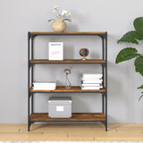 Book Cabinet Smoked Oak 80x33x100 cm Engineered Wood and Steel - Side View