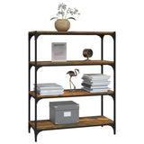 Book Cabinet Smoked Oak 80x33x100 cm Engineered Wood and Steel - Top-Down View