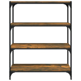Book Cabinet Smoked Oak 80x33x100 cm Engineered Wood and Steel - 45-Degree Angle