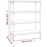 Book Cabinet Brown Oak 80x33x100 cm Engineered Wood and Steel - Extra Image