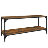 TV Cabinet Smoked Oak 100x33x41 cm Engineered Wood and Steel - Front View
