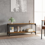 TV Cabinet Smoked Oak 100x33x41 cm Engineered Wood and Steel - Side View