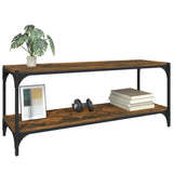 TV Cabinet Smoked Oak 100x33x41 cm Engineered Wood and Steel - Rear View