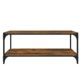 TV Cabinet Smoked Oak 100x33x41 cm Engineered Wood and Steel - Top-Down View