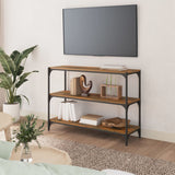 Book Cabinet Smoked Oak 100x33x70.5 cm Engineered Wood and Steel - Side View