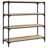 Book Cabinet Sonoma Oak 100x33x100 cm Engineered Wood and Steel - Front View
