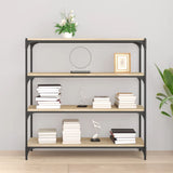 Book Cabinet Sonoma Oak 100x33x100 cm Engineered Wood and Steel - Side View