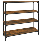 Book Cabinet Smoked Oak 100x33x100 cm Engineered Wood and Steel - Front View