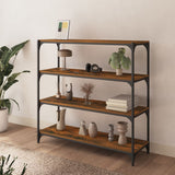 Book Cabinet Smoked Oak 100x33x100 cm Engineered Wood and Steel